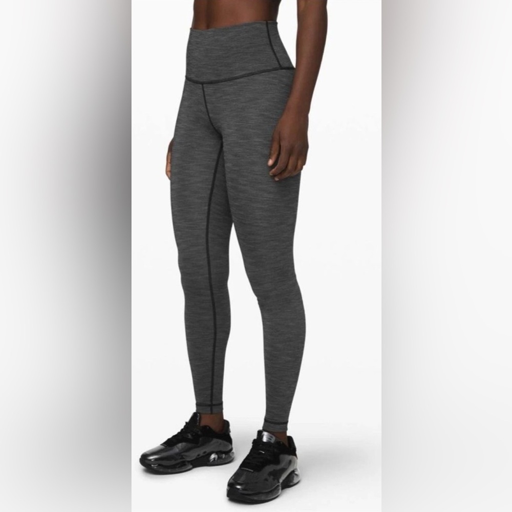 Lululemon Wunder Under High-Rise 28” Brushed Heathered Gray/Black sz 0 - Picture 1 of 5